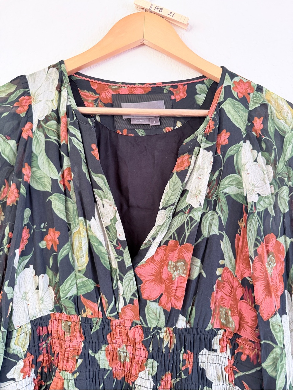 Anthropologie Somerset dress in Black Floral size small - Picture 8 of 15